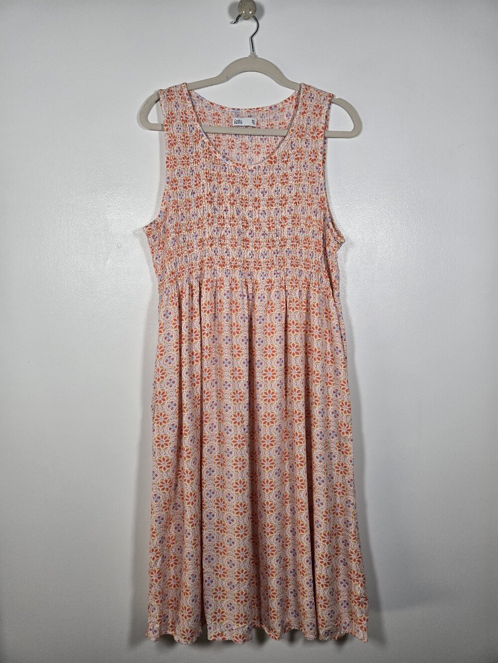 Croft & Barrow Smocked Bright Summer Floral Medallion Tank Dress Plus Size XXL
